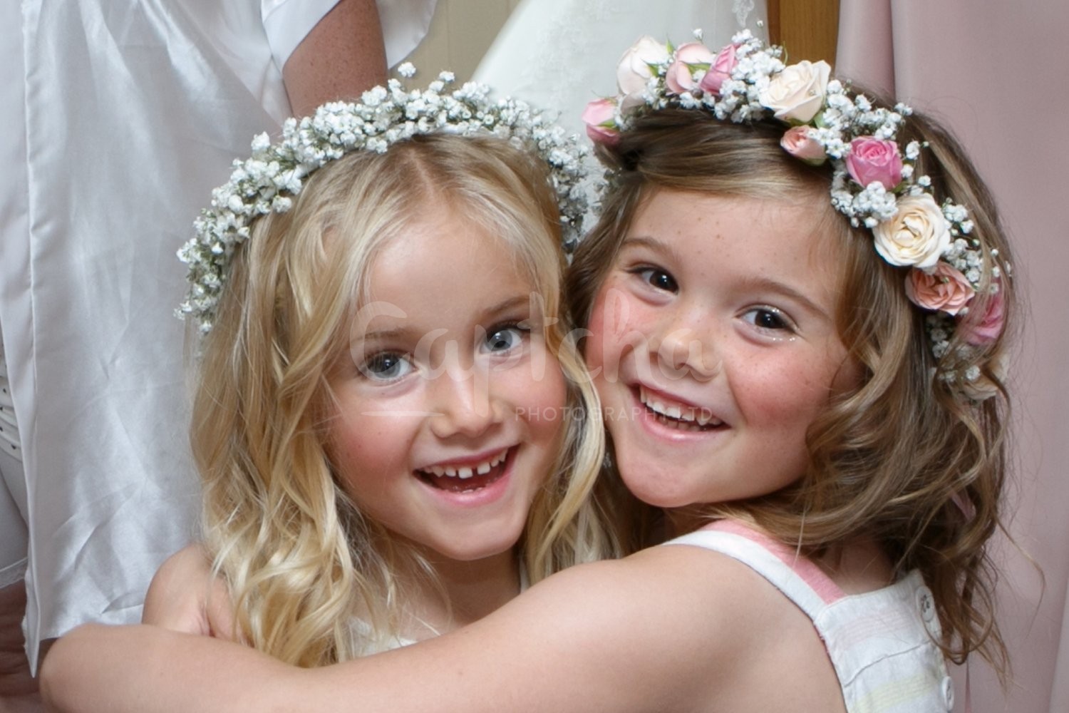 Flowers in their hair Its just as exciting as Christmas bridesmaids, excited, wedding day, getting ready, flowers in hair, yew lodge hotel